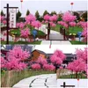 Ghirlande di fiori decorativi Ciliegio artificiale Atterraggio Simation Ornamenti floreali Drop Delivery Giardino domestico Festive Party Supplie Dhua5