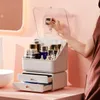Depolama Kutuları Masaüstü Makyaj Organizatörü Toz geçirmez su geçirmez ücretsiz kombinasyon Kozmetikler için Şeffaf Görsel Kutu