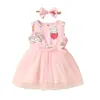 Girl Dresses Toddler Baby Girls Easter Dress Sleeveless Print Lovely Clothing And Headbands Tulle Stitching