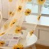 Curtain Kitchen Balcony Room Floral Window Blind Screening Patio Decoration Sunflower Pattern Tulle Home Decor Voile