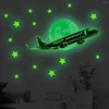 Wall Stickers Night Sky Plane Stars Luminous PVC Wallpaper Self Adhesive Glow Sticker Home Decoration Accessories Mural