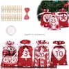 Juldekorationer 24st Kalender Candy Pouch Decoration Countdown Advent Bag Satin DString 2022 Gift Set Drop Delivery Home Gard Dhiok