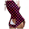Women Jumpsuits Rompers Designer Valentines Pyjama Onesies Nightwear Bodysuit Workout Button Back Flap Printed Short Pants Plus Size3xl