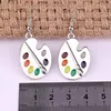 Boucles d'oreilles pendantes lustre 1 ensemble pinceau émail et Palette colorée goutte collier bijoux artiste peintre femmes