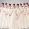 Etnische kleding Vestido Gray Bruidsmeisje Jurk Simple Women Evening Bruid Wedding Prom Party Graduation Jurk Lace Rok Girl