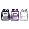 補強されたストラップ付きバックパックヘビーデューティクリアフロントアクセサリーポケット透明なブックバッグワークスポーツ用の学校バッグ