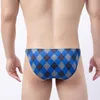 Culotte Sexy Sous-Vêtements Hommes Mémoires Cueca Mâle Mini Culotte Pénis Poche Taille Basse Bikini Hombre Lingerie Exrotic Plaid Homme Y35Sous-vêtement