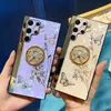 Étuis de luxe Diamond Butterfly Love Flower avec porte-bague Couverture arrière pour iPhone 14 13 12 11 Pro Max XR XS X 8 7 Plus Samsung S20 S21 FE S22 Ultra A42 A52 A72 Note 20