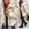 Women's Down Winter Faux Fur Hooded Women Coat Long Sleeve Zipper Solid Color Jacket Female Thick Warm Trend Parkas 2023