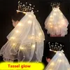 Geschenk lint gaas met lichte veelkleurige warme lamp met clipbatterij 70 cm lange 3e versnellingspartsafstelling Decoratie Decoratie Stijl Bilayer