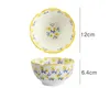 Tigelas tigelas de impressão floral Rice Cerâmica Tigela Japonesa Flor Flor Flor Nacional Salada de mesa de mesa nacional Ramen Kitchenware