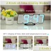 Wandklokken 3D afstandsbediening Digitale klok 115 RGB -kleuren LED TABEL Geluidsbureau Alarm Show Tijdtemperatuur Datum1 Drop Delivery Home DH30O