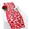 Nappe Love Runner Rouge Coeur Imprimer Décorations Dentelle Fête De Mariage Saint Valentin Cadeau Maison Mode