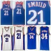 Maglie da basket cucite NCAA Kansas Jay College Joel 21 Embiid Vintage Paul 34 Pierce Jersey Camicie blu S-2XL