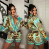 Zip Two Piece Pants Women Designer Print Jacket and Shorts 2Pcs Set Casual Outfits Free Ship