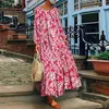 Casual Dresses Women Maxi Dress 2023 Summer Vintage Floral Printed Long Ladies Beach Party Sundress Plus Size Robe Femme Vestidos