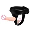 Sex Toy Double Realistic Penis Dildo Anal Ended Strapon Ultra Elastic Harness Belt Strap On Adult per donna Coppie Prodotti