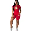 Women's Jumpsuits & Rompers Lounge Wear Two Pieces Set Women T Shirt Biker Shorts Summer Clothes For 2023 Print Matching Sets Tracksuit Outf