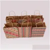 Prezenty Wrap Bags Bags z uchwytem drukowana papierowa torba Kraft Party Party Favours Dekoracja Dekoracja domu Świąteczne ciasto