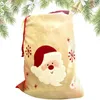 Christmas Decorations Drawstring Sack Reusable Large Santa Canvas Gift Bag Machine Washable Holiday Supply For Candy Cane Toys