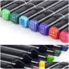 Markers 30/40/60/80 kleuren alcoholpen doubletip schetsen schaatsen olieachtige borstelpotloden