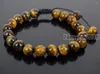 Strand Handmade 8mm Adjustable Natural Tiger's Eye Gems Stone Round Beads Bracelet Healing Reiki 5 Strands/Pack