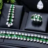 أقراط قلادة مجموعة Godki Fashion Luxury 4pcs eae Waterdrop Jewelry for Women Wedding Party Green Zirconia Dubai Bridal