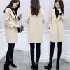 Kvinnors ull blandar koreansk lös ullrock Kvinnor Spring Single Button Blend Jacket Elegant överrock med fickor Solid Outwear Office La