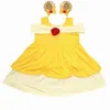 Girl Dresses 2023 Girls Cotton Dress Семейство, соответствующая принцессе Cosply Up Party Summer с повязкой 2 шт. 1 Set