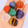 Loose Gemstones 7Pcs/Set Reiki Seven Chakra Healingnatural Stone Tumbled Irregar Polishing Rock Quartz Yoga Energy Bead Decoration D Dhzmh