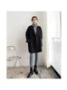 Women's Wool Blends Autumn Korean Style Double Breasted Simple Black 100 Coat Women Long Loose Suit en Overcoat Jacket 230107