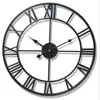 Wandklokken 3D Circulaire retro Romeinse 40 cm Smeed Hollow Iron Vintage grote stomme decoratieve klok op het decoratiehuis 2023