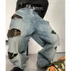 Survêtements pour hommes Camouflage Jeans déchirés à l'intérieur à double pont et surdimensionné Denim Pull Veste à capuche pour hommes femmes printemps automne