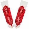 Sports Gloves Fashion Sexy Women Female Short Half Finger Satin Seam Pearl Lady Retro Lace Driving Fingerless