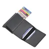 Slim Aluminium Clip with Elasticity Back Pouch ID Credit Card Holder Mini RFID Leather Plånbok Automatisk pop -up bankkort Fall FSTLY15