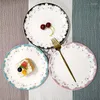 Borden bloemen tuinstijl keramische bord creatief huisdessert hand geschilderd koud gerecht pasta cake salade servies