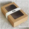 Gift Wrap 20Pcs 18X12X5Cm Brown Kraft Paper Box With Window Cajas De Carton Packaging Cookie Aron Wedding Gift1 Drop Delivery Home G Dhgp2