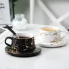 Xícaras pires de marmoreado breve xícara de café pires de porcelana nórdica criatividade presente teaware reutiliza caneca home decoration ek50bd