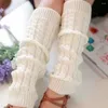 Women Socks Japanese Lolita Knitted Twist Warm Knee High Winter Autumn Foot Cover Crochet Boot Cuffs Hosiery