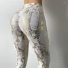 Women's Shapers Spring Gold Snake Skin Print Hip Up Fitness Pants High Waist Lifting Quick Drying Sports Tight Stretch Panty