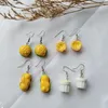 Boucles d'oreilles pendantes en résine coréenne, pendentif hamburger tarte au lait thé, œuf créatif pour femmes, mode intéressante Boba 2023 lustre