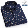 Chemises décontractées pour hommes en coton à manches longues pour hommes imprimé floral chemise à col boutonné robe masculine poche poitrine plaquée