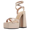 Sandals INS Brand Frasnable Designer for Women 2023 High -heeled Buckle Platfor