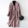 Женская шерстяная смеси женская пальто 2023 теплое осенняя зимняя куртка поворотная воротничка дамы длинные слои Manteau femme kqn38062 s