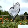 Mobiler# Dekorativa objektfigurer Stereo Rotary Wind Chime Spinner Sl￥r Heart 3D Flowing Light Effect Decor Church Garden Porc DH92F