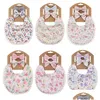 Bibs Burp Cloths Baby Bur Olding Born Girls Accessories Mats Print Print Flower Headsd