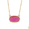 Pendant Necklaces Resin Druzy Drusy Necklace Oval Hexagon Gold Plated Collar Jewelry For Women Party Christmas Gift Drop Delivery Pen Dhgdb