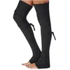 Women Socks Knitted Winter Knee High Thigh Tie Cable Long Boot Ladies Warmer