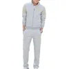 Jogging vêtements sport costume à manches longues à la mode taille haute poches fermeture éclair sweats cheville attaché pantalon ensemble vêtements de sport homme