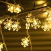 Strings USB/zasilanie baterii LED Płatka śniegu girland światła bajki wodoodporne lampa na zewnątrz świąteczne dekoracja ślubna